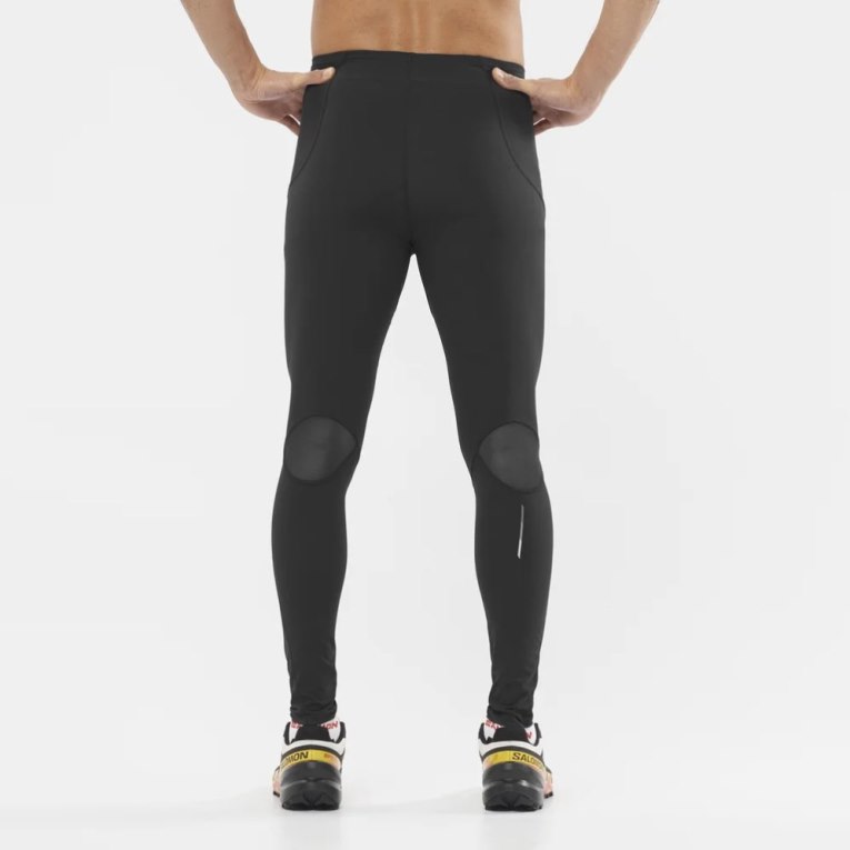 Black Salomon Sense Aero Men's Running Tights | PH 56148G